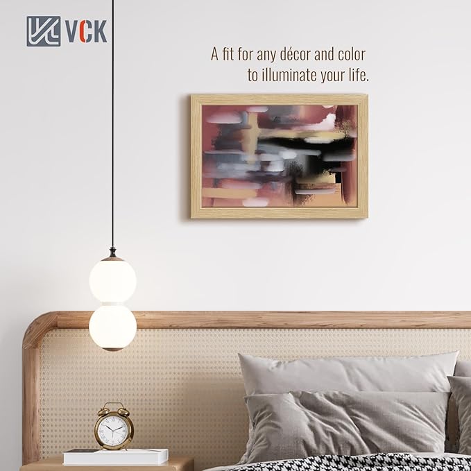 VCK 12x18 Oak Wood Frame for Poster & Picture, Natural Solid Wood Photo Frames 5 Pack, Wall Gallery Frame