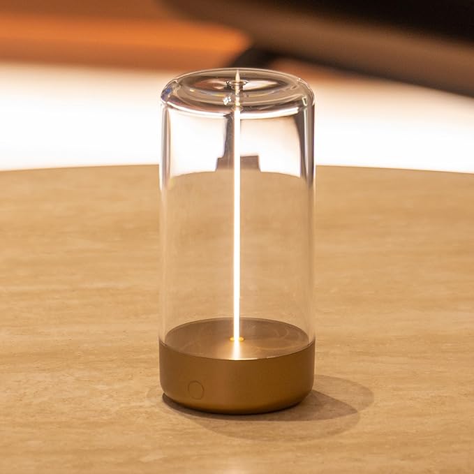 Mini Minimalist Table Lamp Cordless LED Desk Lamp Rechargeable Modern Night Lights Portable Nightstand Lamps Unique Ambient Light Mood Lighting for Bedroom, Beside, Nursery (Golden)