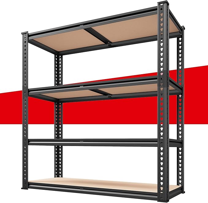REIBII 40" W Garage Shelving 2000LBS Storage Shelves Adjustable Metal Shelving 4 Tier Metal Shelves Pantry Shelf for Garage Closet Kitchen Basement 40" W x 19.7''D x 60''H