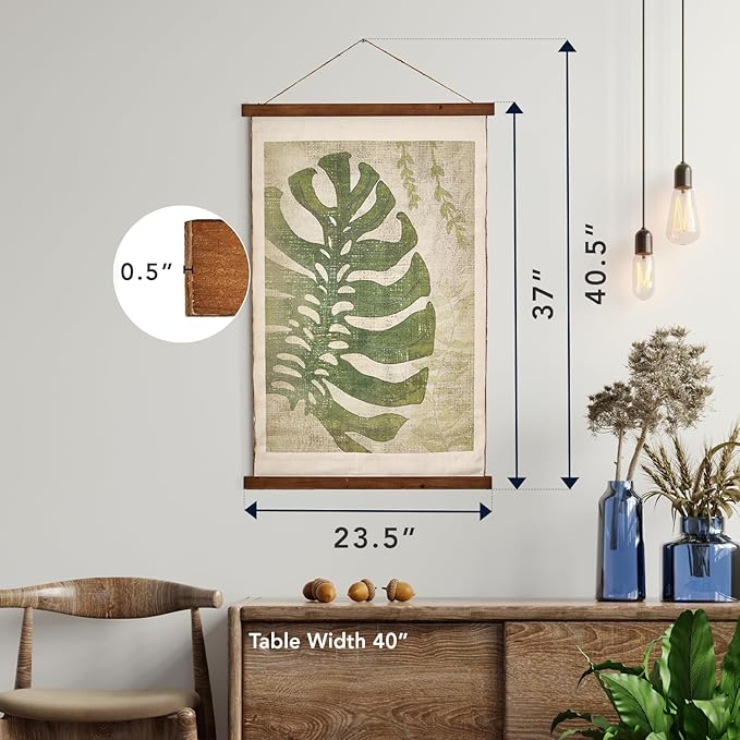 American Art Decor Leaf Wall Scroll Tapestry with Rope