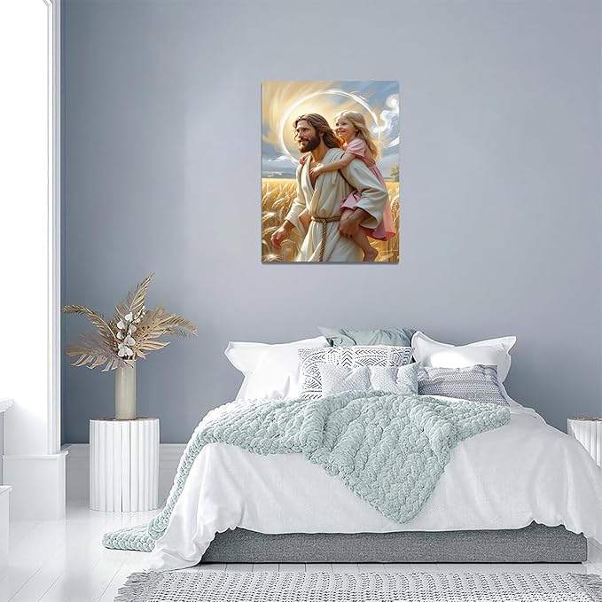 Christian Wall Art Print, Religious Scripture Biblical Decor, Faith-Based Inspirational Landscape with Cross, Digital Printed Canvas Poster for Church, Home Chapel, Prayer Room Decor