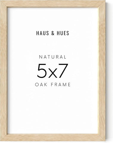 HAUS AND HUES Wood Picture Frame, 5x7 inches, Beige (Natural Oak, Poster Type, Set of 1)