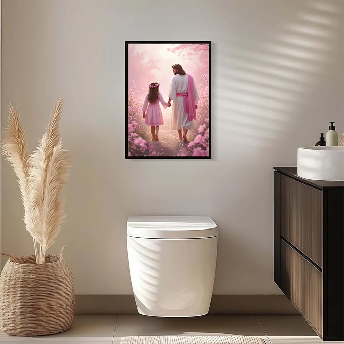 Christian Wall Art Print, Religious Scripture Biblical Decor, Faith-Based Inspirational Landscape with Cross, Digital Printed Canvas Poster for Church, Home Chapel, Prayer Room Decor