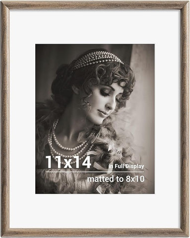 11x14 Picture Frame - Solid Walnut Wood Picture Frames with HD Tempered Glass, Handcrafted Rounded Corner 11 x 14 Wooden Frame Matted to 8x10 Photos, Horizontal or Vertical Wall Display, 1 Pack