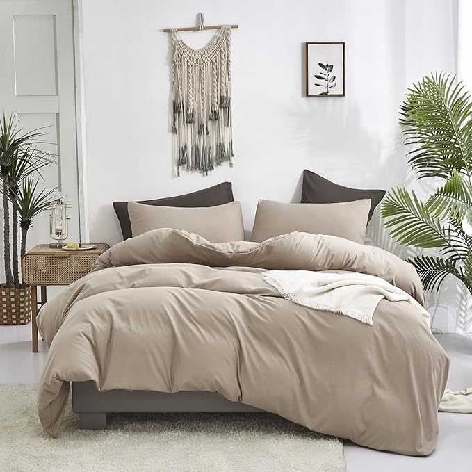 Cottonight Khaki Comforter Set King Cream Coffee Bedding Comforter Set Cream Solid Blanket Quilts Solid Modern Soft Breathable Taupe 3 Piece Light Coffee Bedding Set Women Men King Bed