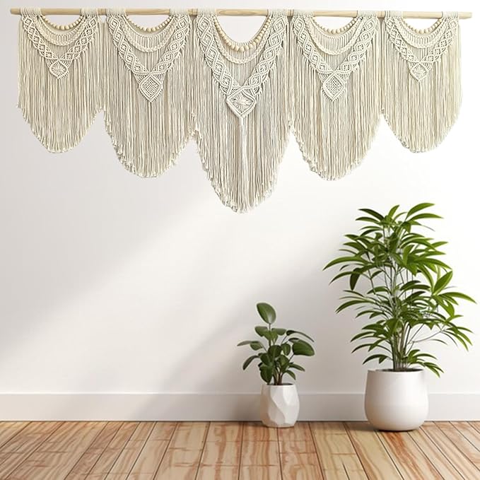 Extral Large macrame wall hanging, 71'' W x 32'' L boho wall art tapestry wall decor for urban entryway,living room,bedroom decor, headboard woven wall art, big fiber art over couch art for Yarn hallway