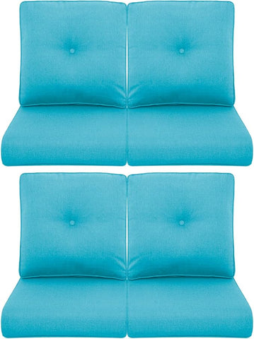 Patio Chair Cushions 4 Packs - Outside High Back Thick Water-Resistant Cushion 22x24 with Zipper Cover for Outdoor Glider Rocking Chairs Loveseat Couch – Teal/Buckle