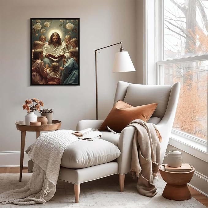 Christian Wall Art Print, Religious Scripture Biblical Decor, Faith-Based Inspirational Landscape with Cross, Digital Printed Canvas Poster for Church, Home Chapel, Prayer Room Decor
