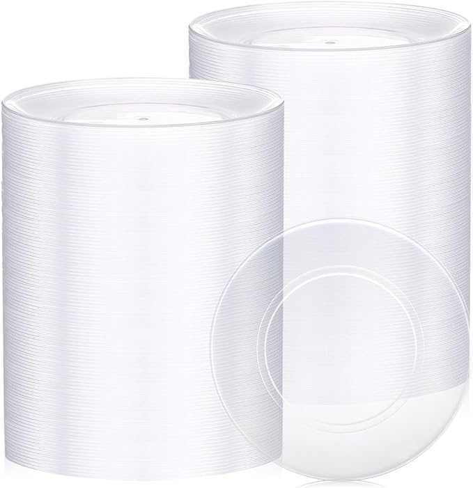 Clear Plastic Dessert Plates 5.5 Inch Disposable Cake Plates Small Party Dishes Bulk Clear Round Dishes for Wedding Dinner Appetizers BBQ Travel Catering Events(100 Pcs)