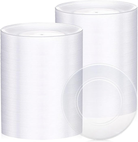 Clear Plastic Dessert Plates 5.5 Inch Disposable Cake Plates Small Party Dishes Bulk Clear Round Dishes for Wedding Dinner Appetizers BBQ Travel Catering Events(100 Pcs)