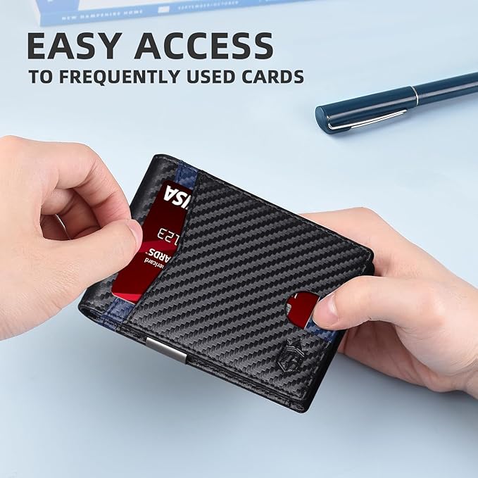 Zitahli Slim Wallet for Men Gifts 12 Card Slots ID Window With Money Clip Minimalist RFID Front Pocket Bifold Leather Small Thin Gift Box Dad Birthday Christmas Regalos Hombres
