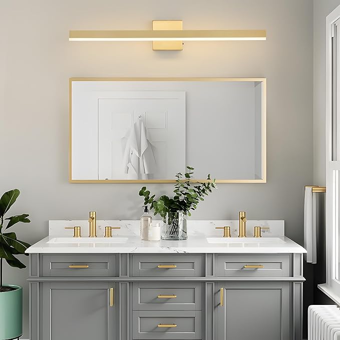 Gold Bathroom Vanity Light 31.5 inch, 18W Dimmable 5CCT LED Modern Bathroom Light Fixture Over Mirror, ETL Certificated