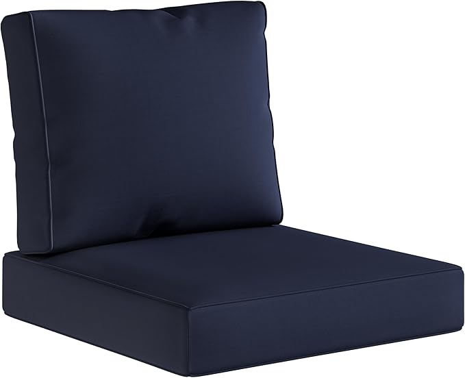 UIXE Outdoor Deep Seat Cushion Set with Slipcovers, Patio Furniture Cushions & Back Pad, Water-Resistant Outdoor Cushion Covers Backyard Sectional Sofa Cushions for Bistro Chair - Navy Blue