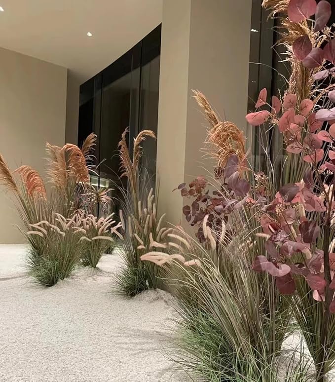 Alonfala - 43" Artificial Pampas Grass (2-Pack) - Faux Tall Grass Plants in Pots for Indoor Floor Decor, Housewarming, Home Office, Living Room