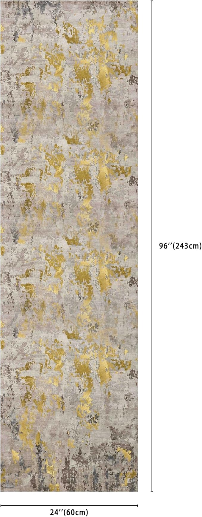 vivorug Runner Rug 2'x8' Machine Washable Non-Slip Runners for Hallways Kitchen Entryway Laundry Room Modern Abstract Carpet Hallway Runner Grey/Mustard