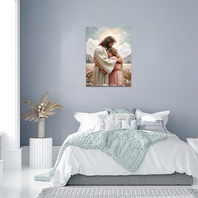 Christian Wall Art Print, Religious Scripture Biblical Decor, Faith-Based Inspirational Landscape with Cross, Digital Printed Canvas Poster for Church, Home Chapel, Prayer Room Decor