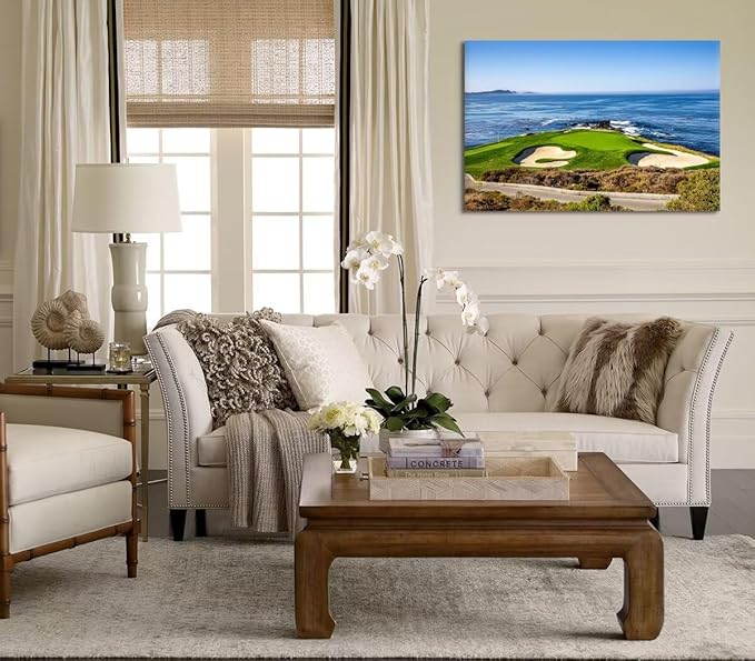USA California Golf Course Wall Art for Living Room Bedroom Bathroom Home Decorations Golf Course Picture Poster Print on Canvas Modern Artwork Framed Ready to Hang(12''H x 16''W)