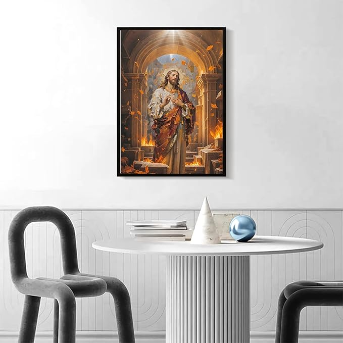 Christian Wall Art Print, Religious Scripture Biblical Decor, Faith-Based Inspirational Landscape with Cross, Digital Printed Canvas Poster for Church, Home Chapel, Prayer Room Decor