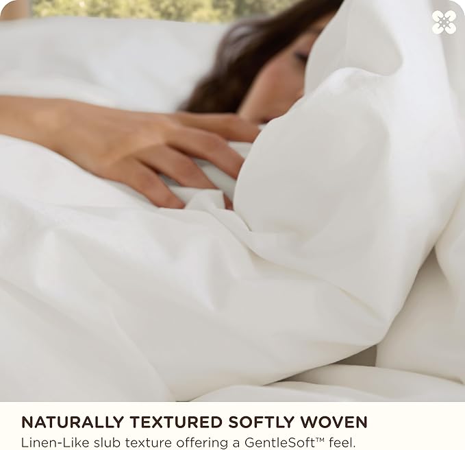Bedsure Cotton Duvet Cover Full - Luxury Slub Weave 100% Cotton Duvet Cover Set with a Linen Like Textured, Easy Change Durable Bedding Set 3 Pieces, Coconut White, 80" x 90"