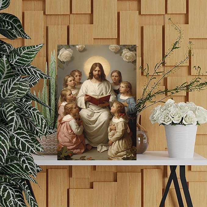 Christian Wall Art Print, Religious Scripture Biblical Decor, Faith-Based Inspirational Landscape with Cross, Digital Printed Canvas Poster for Church, Home Chapel, Prayer Room Decor