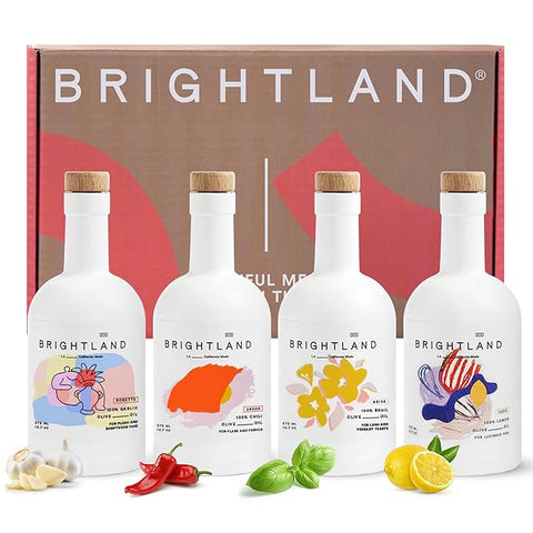Brightland Infused Olive Oils, The Artist Capsule - Cold-Pressed Made with Early-Harvest Frantoio and Arbosana Olives - High Polyphenol & Infused Olive Oil - 12.7 Fl Oz (Pack of 4)