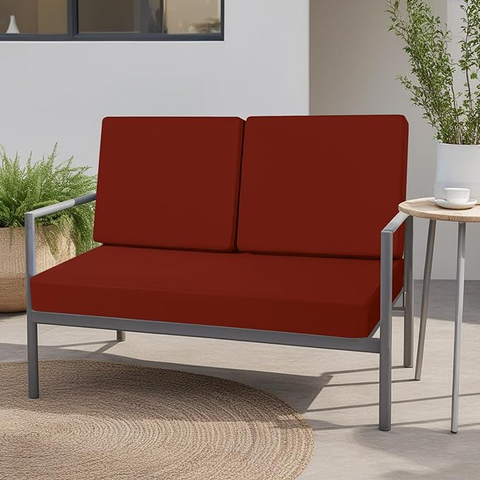 idee-home Outdoor Loveseat Cushions, Waterproof Patio Loveseat Cushion, Outside Couch Hampton Bay Deep Seat Cushion Replacement Set, Patio Love Seat Sofa Cushions for Furniture, 46" x 26"