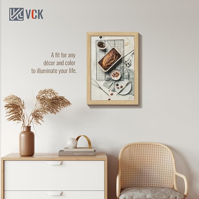 VCK 13x19 Oak Wood Frame for Poster & Picture, Natural Solid Wood Photo Frames 5 Pack, Wall Gallery Frame