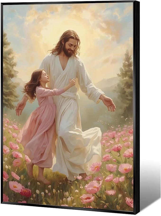 Christian Wall Art Print, Religious Scripture Biblical Decor, Faith-Based Inspirational Landscape with Cross, Digital Printed Canvas Poster for Church, Home Chapel, Prayer Room Decor