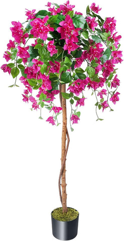 HUAESIN 5FT / 59inch Bougainvillea Artificial Tree Tall Potted Fake Bougainvillea Silk Spring Trees Big Fake Floor Plant for Indoor Outdoor Front Porch Office Wedding Home Decor