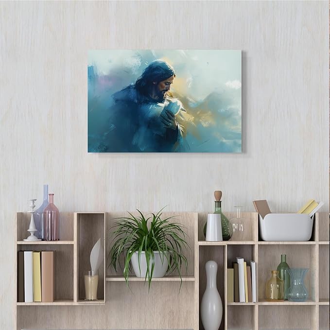 Christian Wall Art Print, Religious Scripture Biblical Decor, Faith-Based Inspirational Landscape with Cross, Digital Printed Canvas Poster for Church, Home Chapel, Prayer Room Decor
