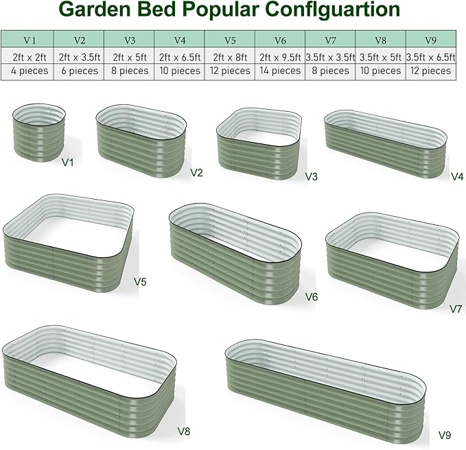 MFSTUDIO Galvanized Raised Garden Bed Kit Outdoor Planter Raised Beds Oval 17" Tall Metal Planter Box for Vegetables Flower Herbs, 3.5x2x1.4FT