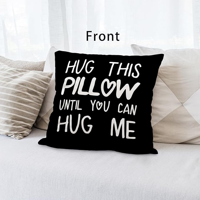 Long Distance Relationships Gifts Reversible Throw Pillow Covers Decor for Home Bedroom,18'' x 18'' Pillow case,Boyfriend Girlfriend Birthday Gifts,Gift Wife,Husband,Wedding Anniversary (black-2)