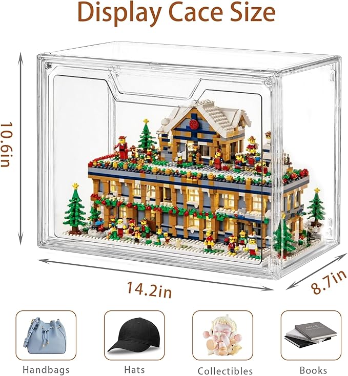 Stackable Storage Bins, Clear Acrylic Display Case, 5-Pack Acrylic Boxes with Lids, Clear Storage Containers Storage for Handbags, Collectibles & Figures