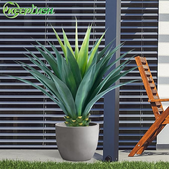 3.5ft Artificial Agave Plant, 42 Inch Tall Faux Agave Plants in Black Pot, Fake Floor Plant Outdoor Indoor for Front Porch Patio Home Office Door Step Hotel Desert Style Decor 1PCS