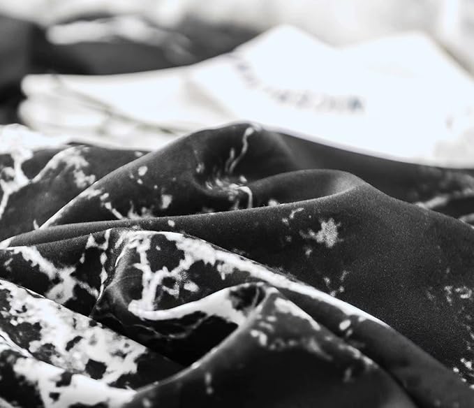 Luxlovery Black Marble Comforter Set California King Black and White Marble Bedding Comforter Set Women Men Gothic Abstract Comforter King Size Breathable Soft Cozy Blanket Quilts Comforter