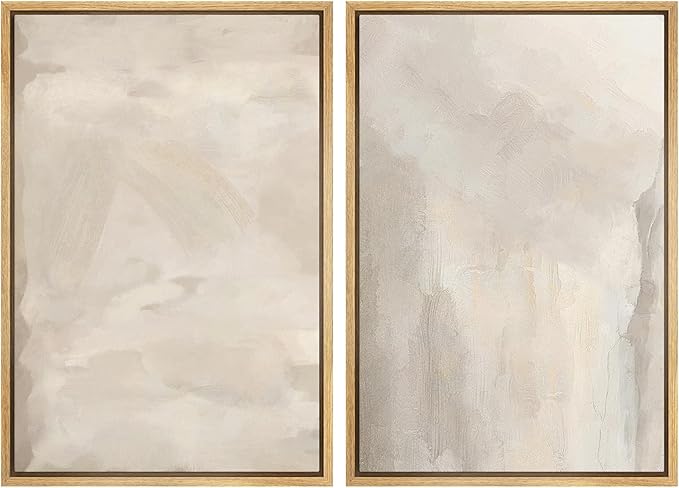 MUDECOR Framed Canvas Print Wall Art Abstract Neutral Tones Minimalist Earthy Color Palette Illustrations Modern Art Decorative Chic for Living Room, Bedroom, Office - 24"x36"x2 Natural