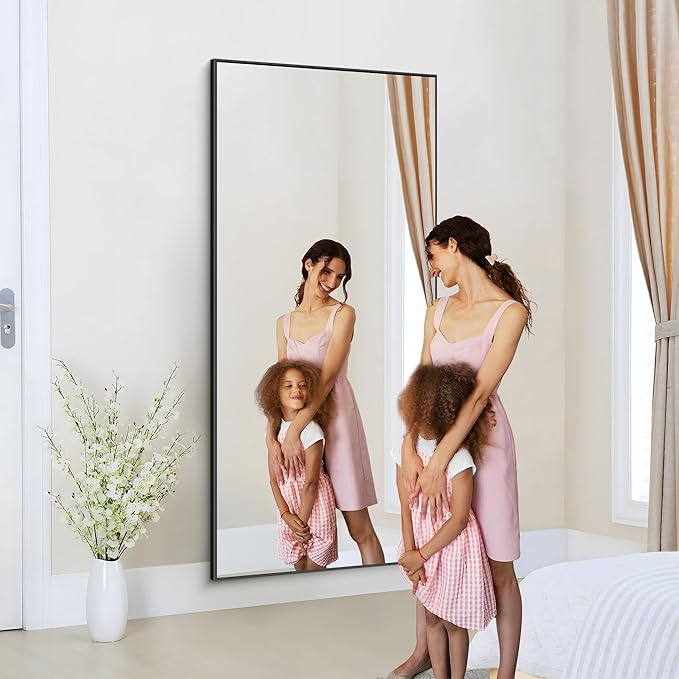 36x72inch Bathroom Mirror, Black Rectangle Mirror with Thin Metal Frame, Large Rectangular Wall Mirror for Bathroom, Living Roomm, Hair Salon, Big Farmehouse Mirror Hang Horizontal/Vertical