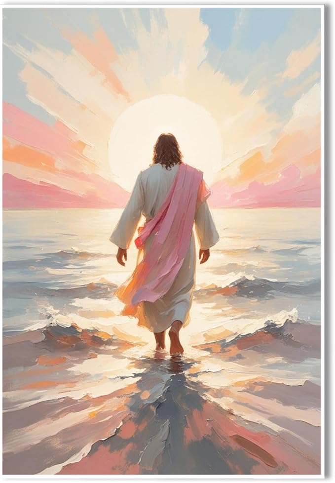 Christian Wall Art Print, Religious Scripture Biblical Decor, Faith-Based Inspirational Landscape with Cross, Digital Printed Canvas Poster for Church, Home Chapel, Prayer Room Decor