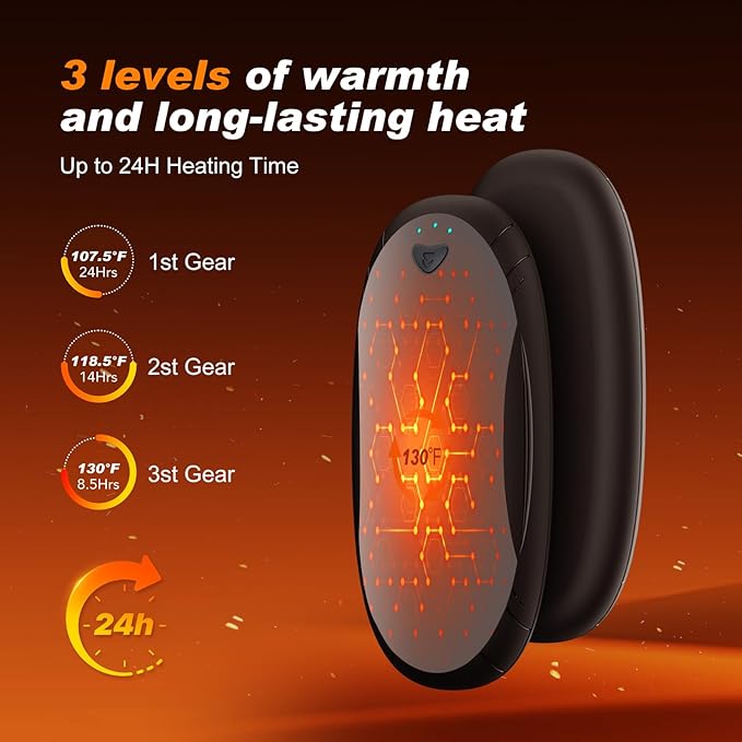 Hand Warmers 2 Pack with 10000mAh Charging Box,Portable Pocket Heater,24Hrs Long Safe Heat,Outdoor, Travel, Golf, Hunting, Camping,Gifts for Men Women