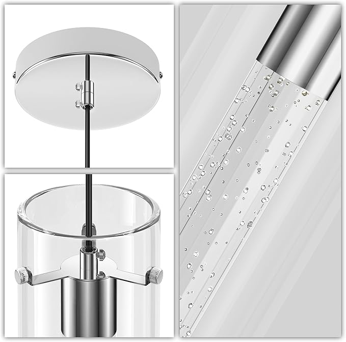 Aipsun Pendant Lights Kitchen Island 3 Pack Crystal Bubble Glass Hanging Light Fixtures 3000K Modern LED Kitchen Pendant Lighting Fixtures Ceiling