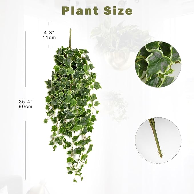 Hollyone Artificial Hanging Plants 36" Fake Ivy Vine Faux Ivy Leaves Hanging Plant Greenery for Wall House Room Patio Indoor Outdoor Home Shelf Office Wedding Decor