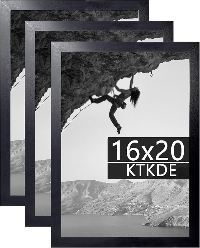KTKDE 16x20 Picture Frame black Set of 3,wooden Poster Frames with Polished Plexiglass, Wall Gallery Decorating for Minimalist Style Suitable,Any style Best gift