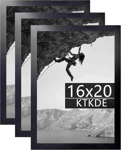 KTKDE 16x20 Picture Frame black Set of 3,wooden Poster Frames with Polished Plexiglass, Wall Gallery Decorating for Minimalist Style Suitable,Any style Best gift