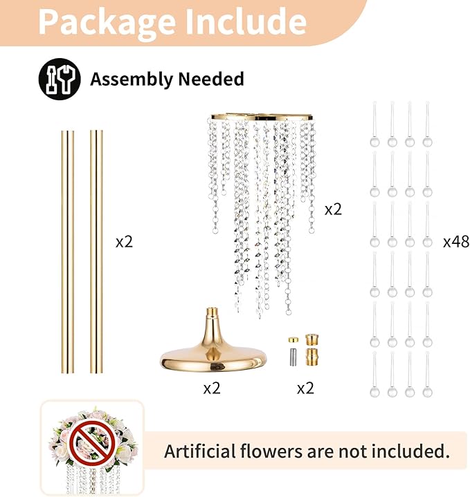 NUPTIO Gold Vases for Centerpieces Wedding - 10 Pcs 21.7in Tall Gold Vase Wedding Centerpieces for Tables Gold Centerpieces for Table - Flower Stand Bulk Table Centerpieces for Weddings Chandelier