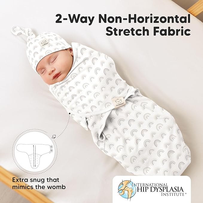 KeaBabies 3-Pack Swaddles for Newborns, Girls, Boys with Hats - Organic Soft Baby Sleep Sacks, Breathable Baby Swaddle 3-6 Months Beanies Set, Premie Infant Sleep Sack 0-3 Months (Shifts)