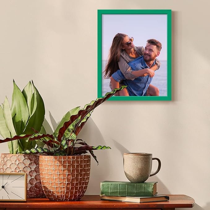 Renditions Gallery 8X10 Custom Photo Prints with Real Wood Picture Frames. Create Personalized Photos with Peel & Stick Photo Frames. Single, Green Frame