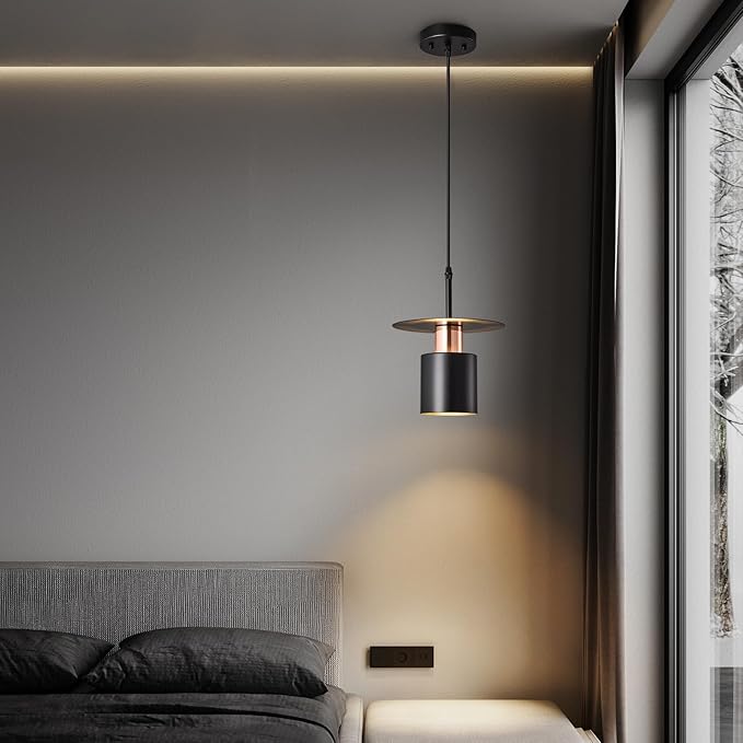 Black Pendant Light Fixture,Modern Hanging Lamp Adjustable Height, Industrial Ceiling Pendant Lighting for Kitchen Island Living Room, Bedroom, Hallway, Bar, Cafes(3-Pack)