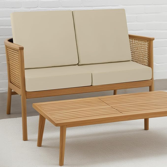 idee-home Outdoor Cushions for Patio Furniture, Outdoor Seat Cushion, Waterproof Couch Hampton Bay Deep Seat Replacement Chair Cushions for Garden Lawn Backyard Deck, 22 x 22 Beige
