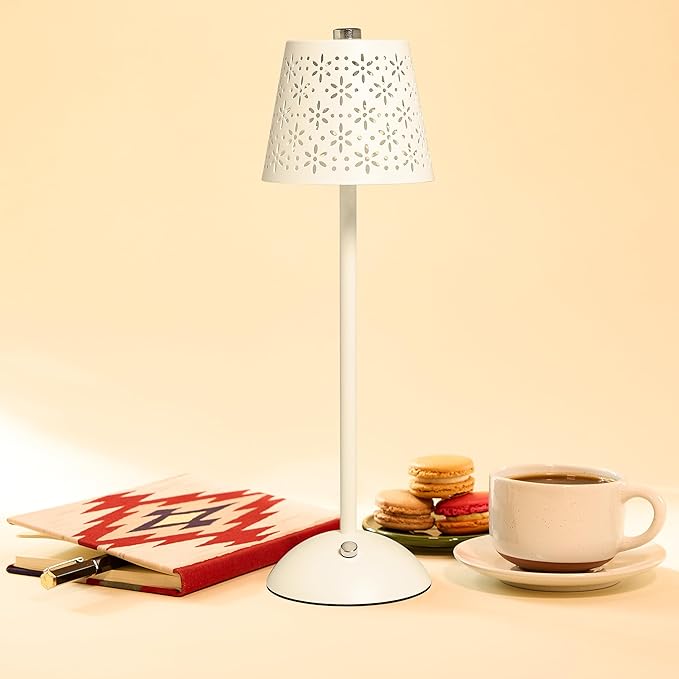 Camden Reed Table Lamp, Desk lamp, 3 Different Lighting Modes, Modern Minimal Design for Dinner/Coffee Table/Restaurant/Bedroom, Ivory