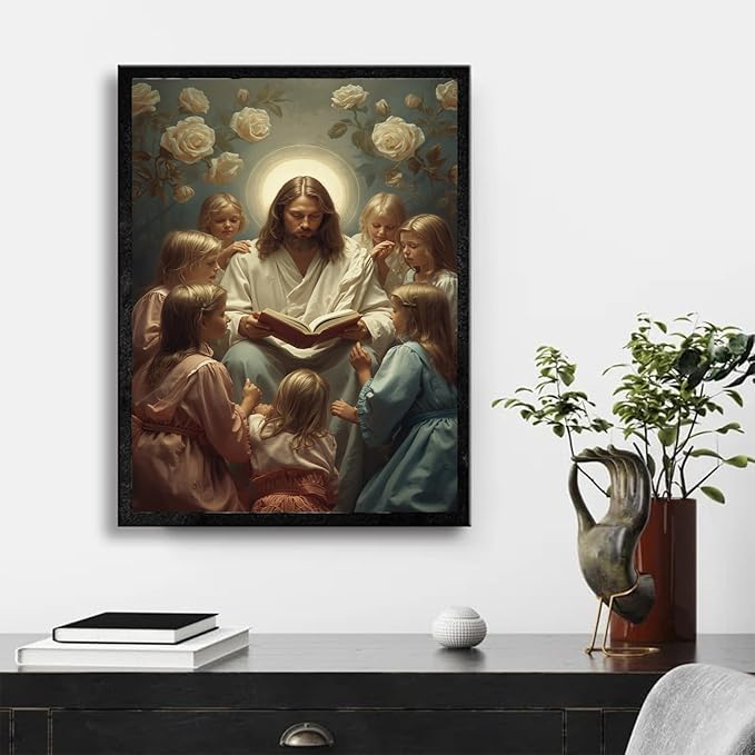 Christian Wall Art Print, Religious Scripture Biblical Decor, Faith-Based Inspirational Landscape with Cross, Digital Printed Canvas Poster for Church, Home Chapel, Prayer Room Decor